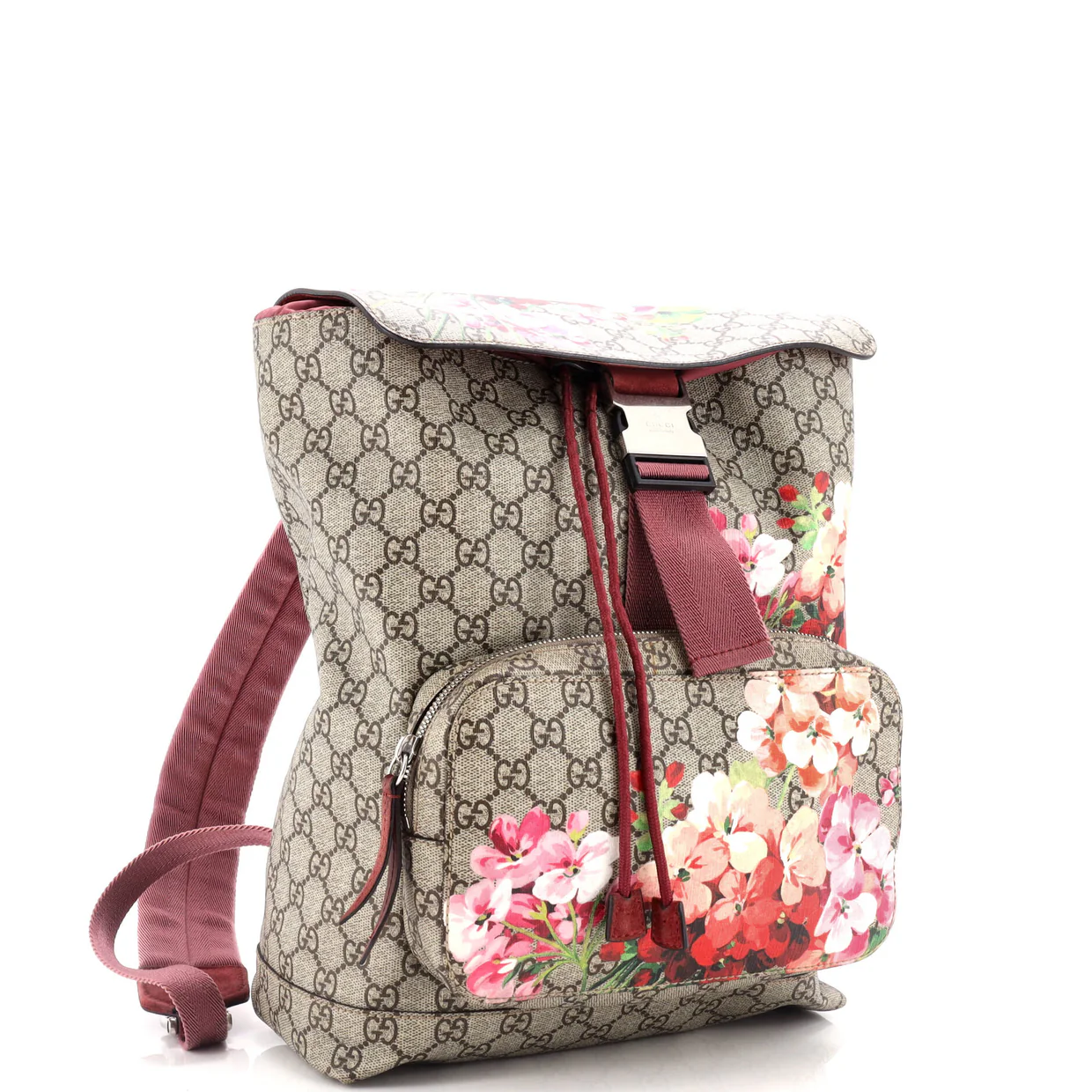 Buckle Backpack Blooms Print GG Coated Canvas Medium - Deep Luxury