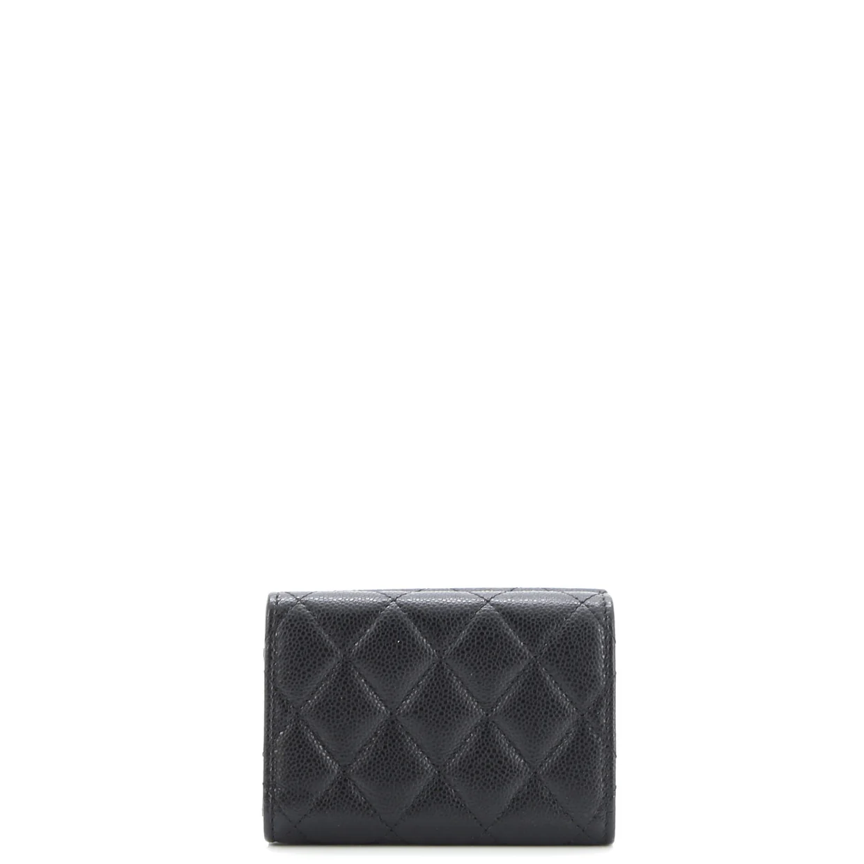 Trifold Classic Flap Wallet Quilted Caviar Small - Deep Luxury
