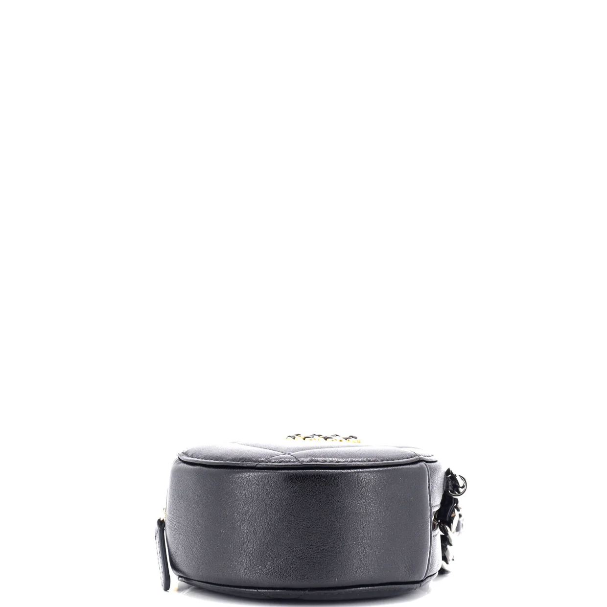 19 Round Clutch with Chain Quilted Leather - Deep Luxury