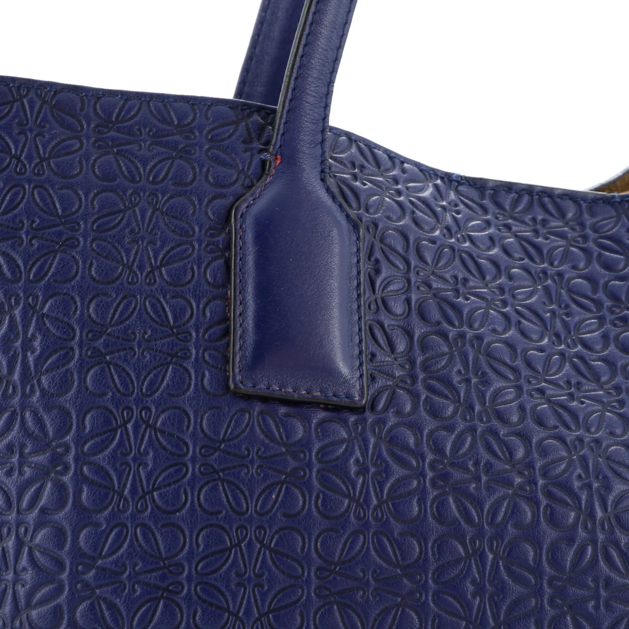 T Shopper Tote Anagram Embossed Leather - Deep Luxury