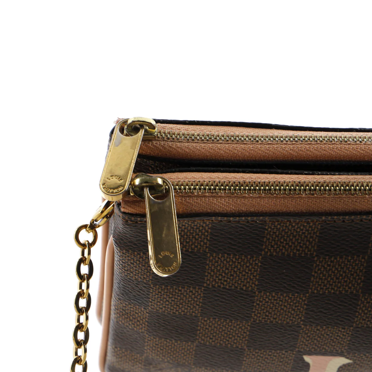Double Zip Pochette Damier - Deep Luxury