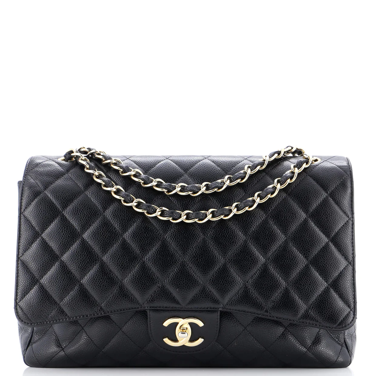 Classic Double Flap Bag Quilted Caviar Maxi - Deep Luxury