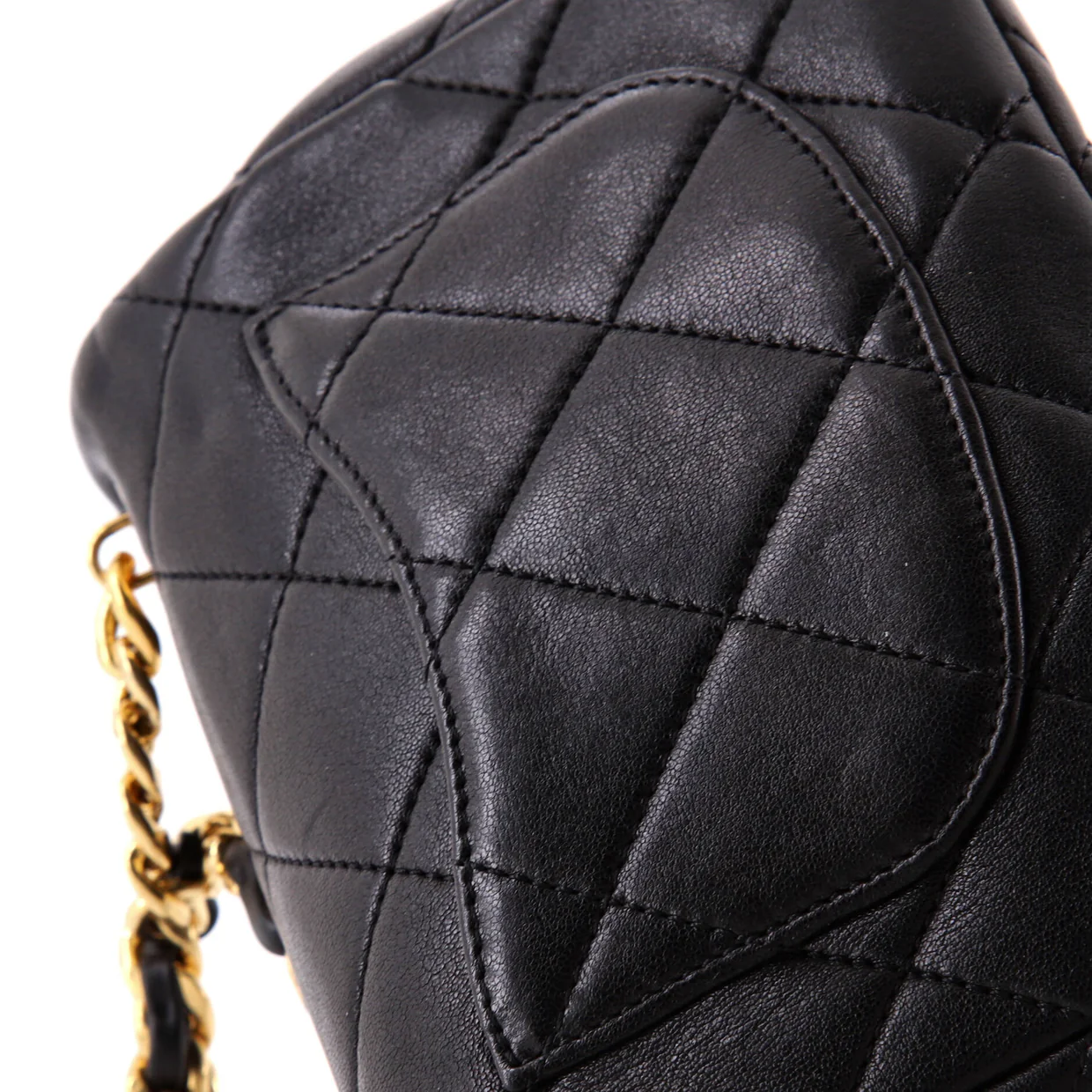 Oval Logo Chain Handle Flap Bag Quilted Lambskin Mini - Deep Luxury