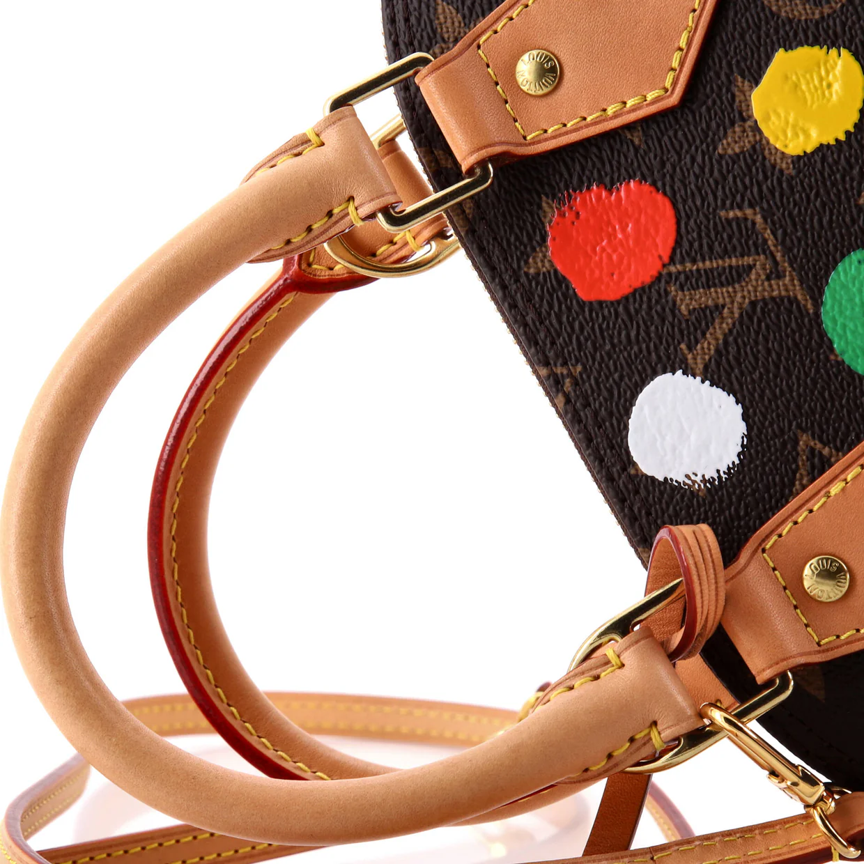 Alma Handbag Yayoi Kusama Painted Dots Monogram Canvas BB - Deep Luxury