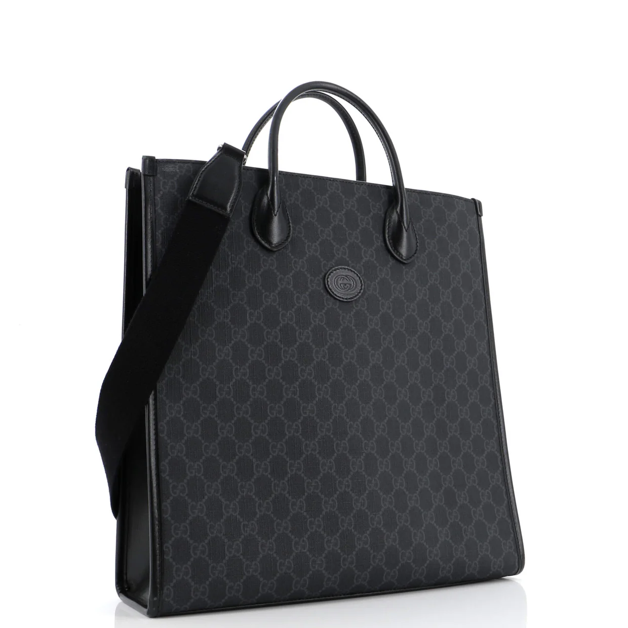 Vertical Structured Top Handle Open Tote GG Coated Canvas Medium - Deep Luxury