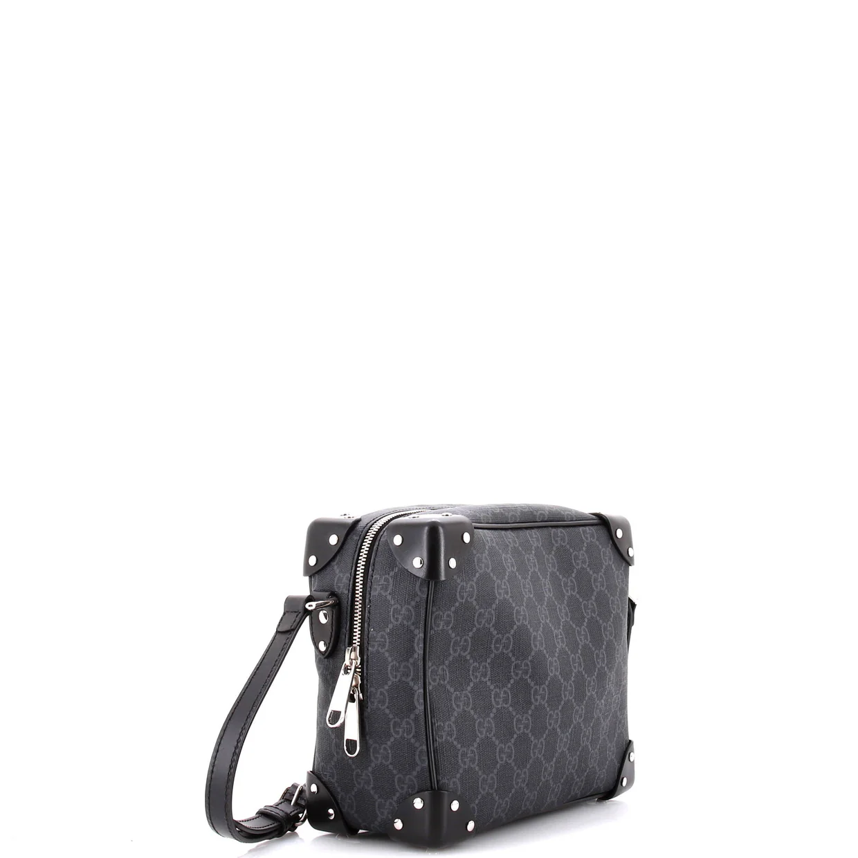 Trunk Shoulder Bag GG Coated Canvas with Studded Leather - Deep Luxury
