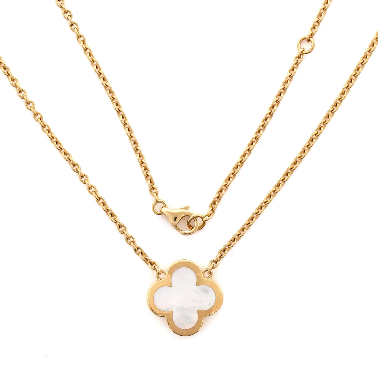 Pure Alhambra Pendant Necklace 18K Yellow Gold and Mother of Pearl - Deep Luxury