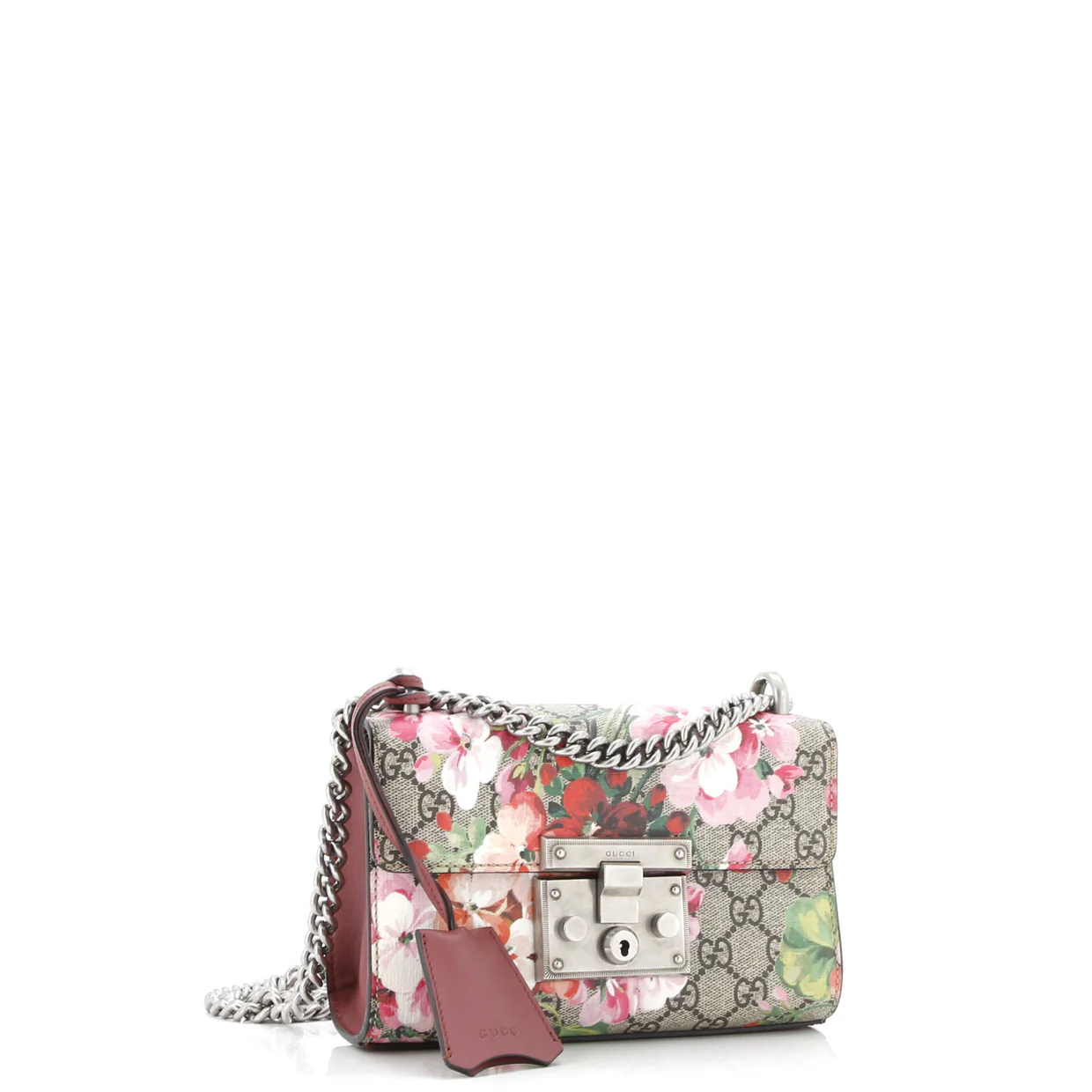 Padlock Shoulder Bag Blooms Print GG Coated Canvas Small - Deep Luxury