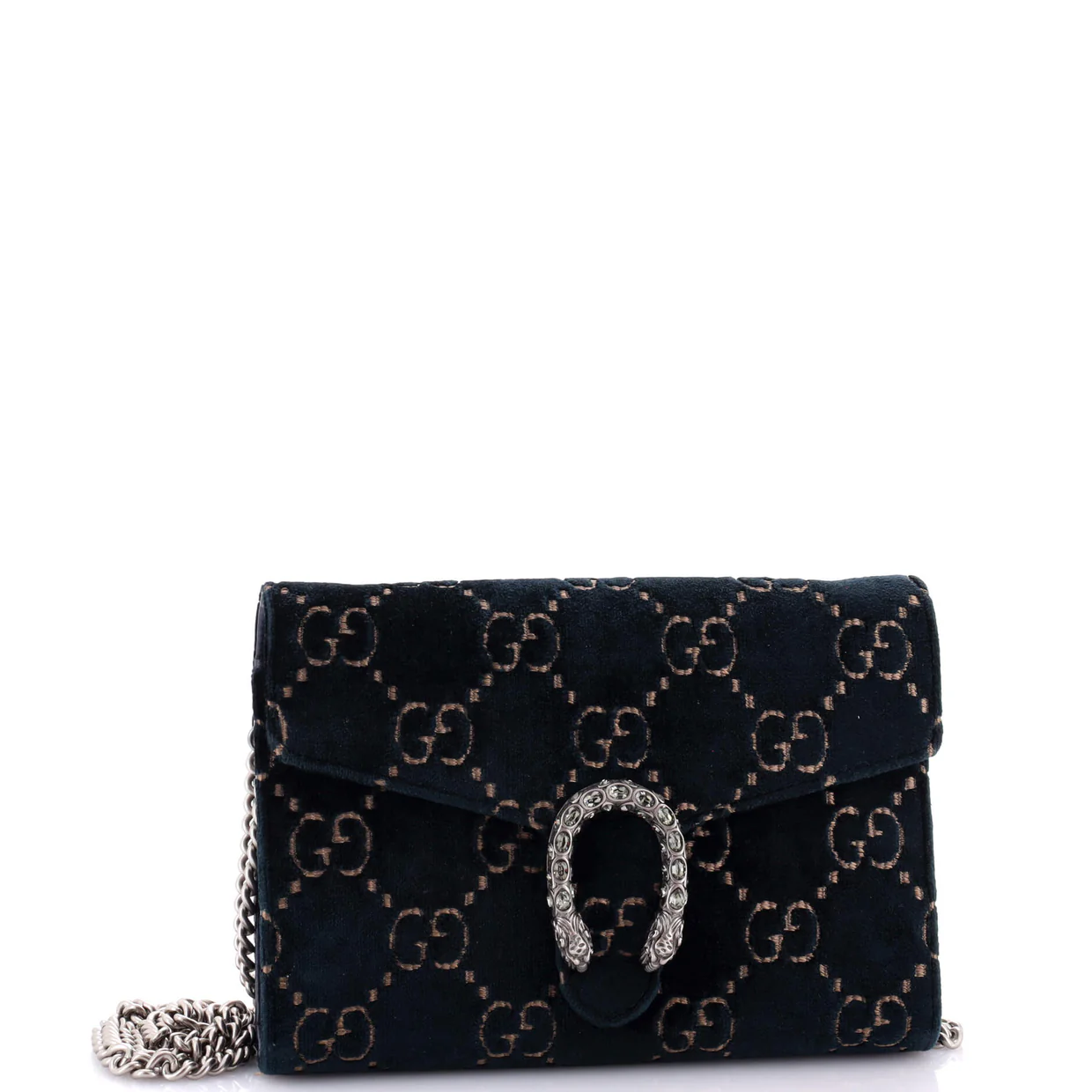 Dionysus Chain Wallet GG Velvet Small - Deep Luxury