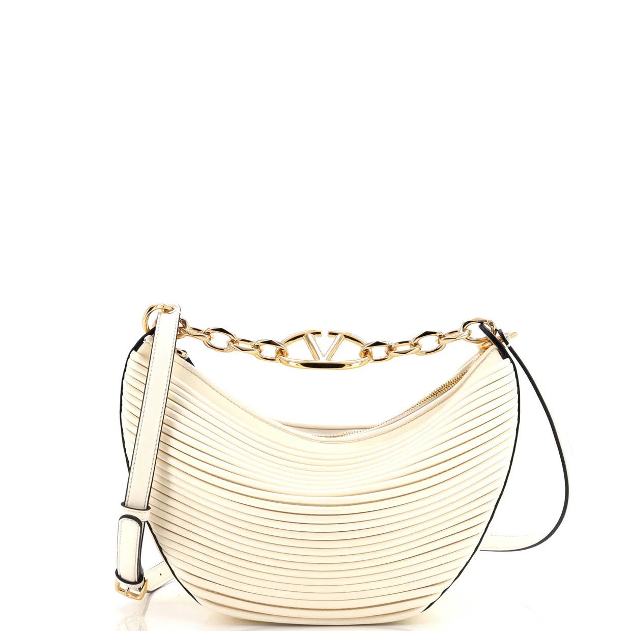 Vlogo Moon Hobo Pleated Leather Small - Deep Luxury