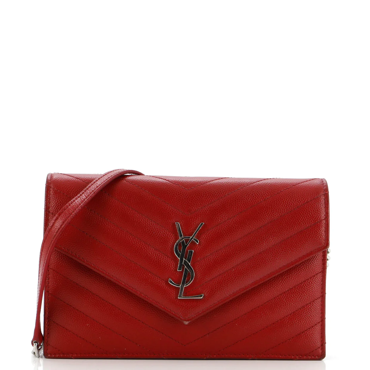 Classic Monogram Wallet on Chain Matelasse Chevron Leather Small - Deep Luxury