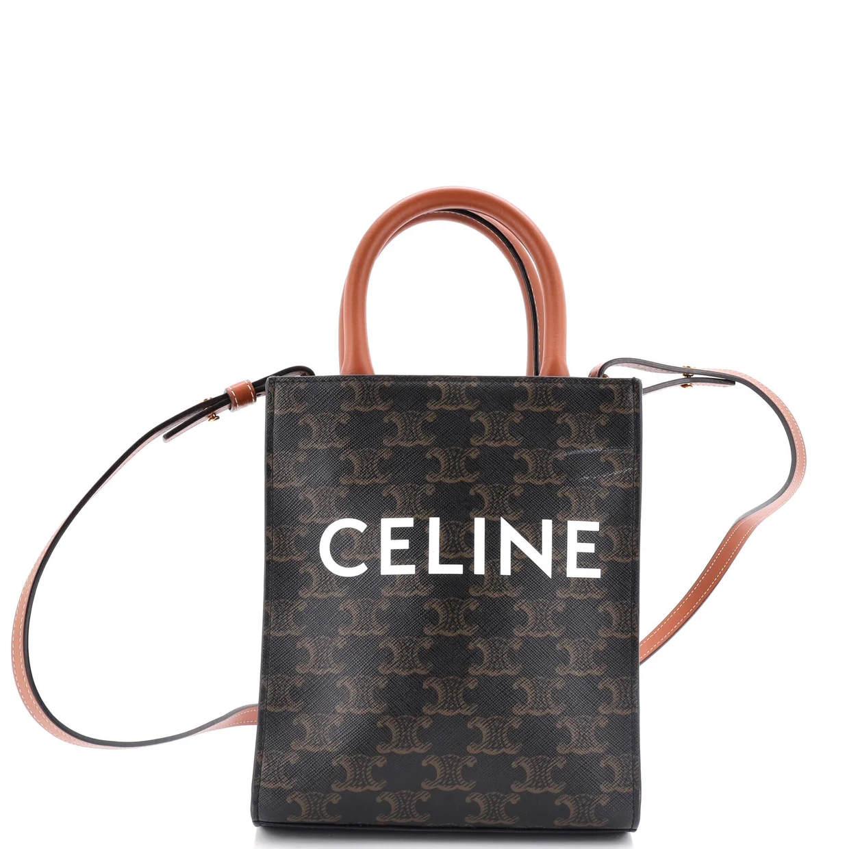 Vertical Cabas Tote Triomphe Coated Canvas Mini - Deep Luxury