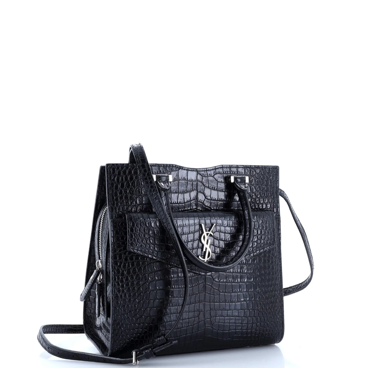 Uptown Tote Crocodile Embossed Leather Small - Deep Luxury