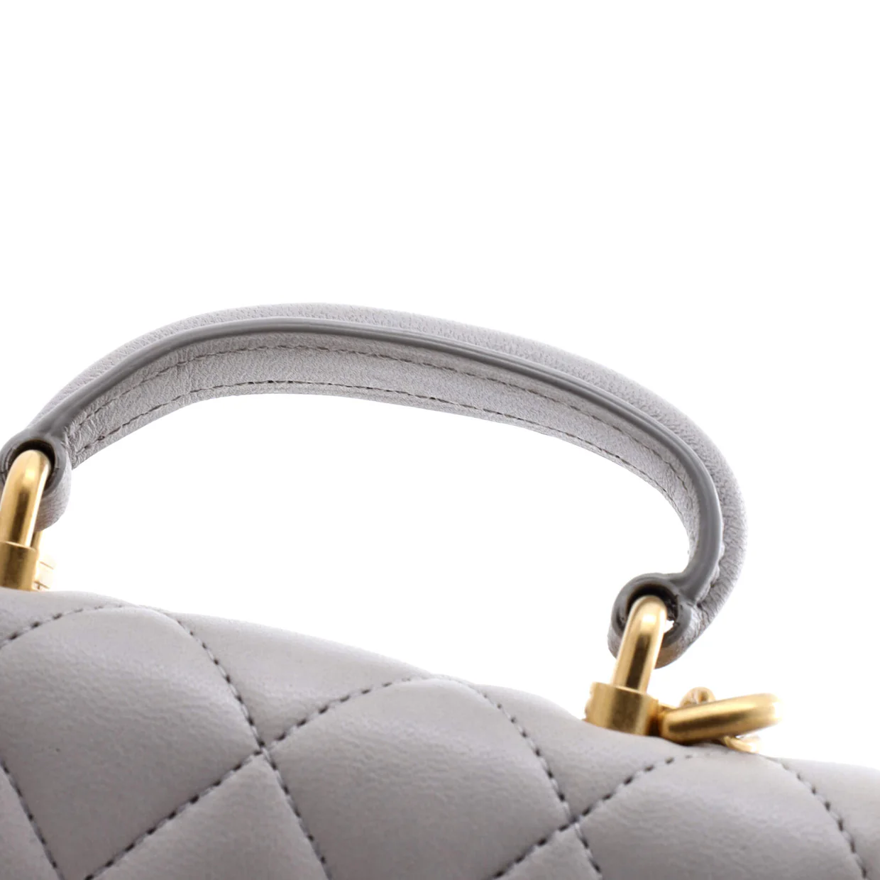 Top Handle Flap Coin Purse with Chain Quilted Lambskin - Deep Luxury