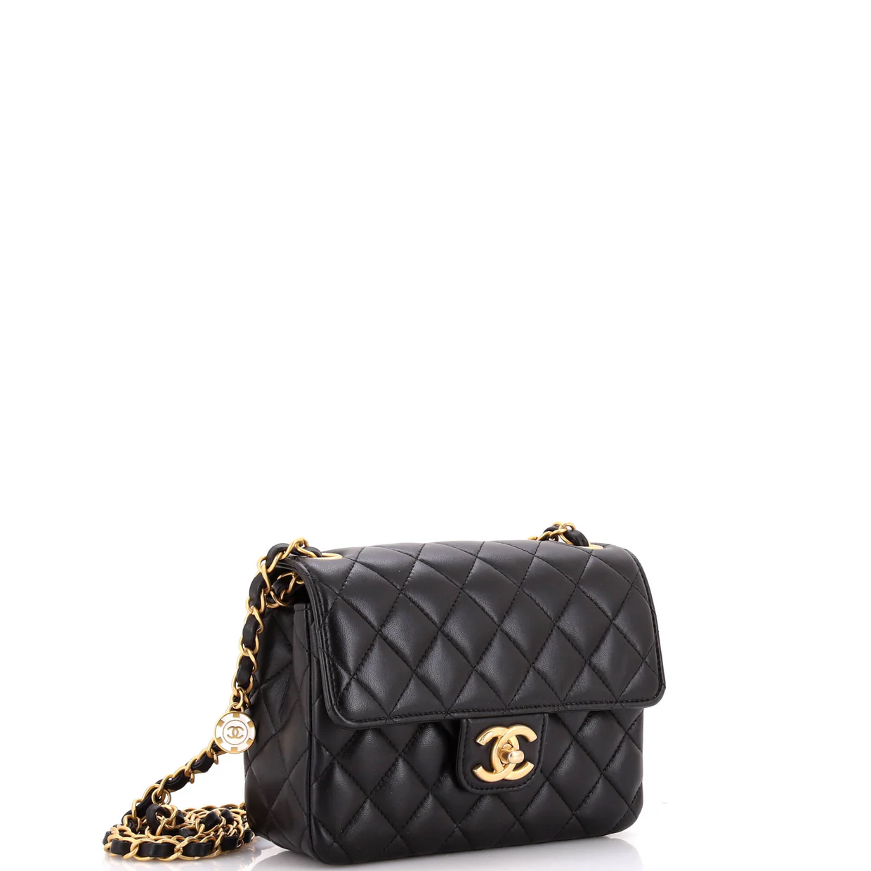 Casino Royale Charms Square Flap Bag Quilted Lambskin with Enamel Small - Deep Luxury
