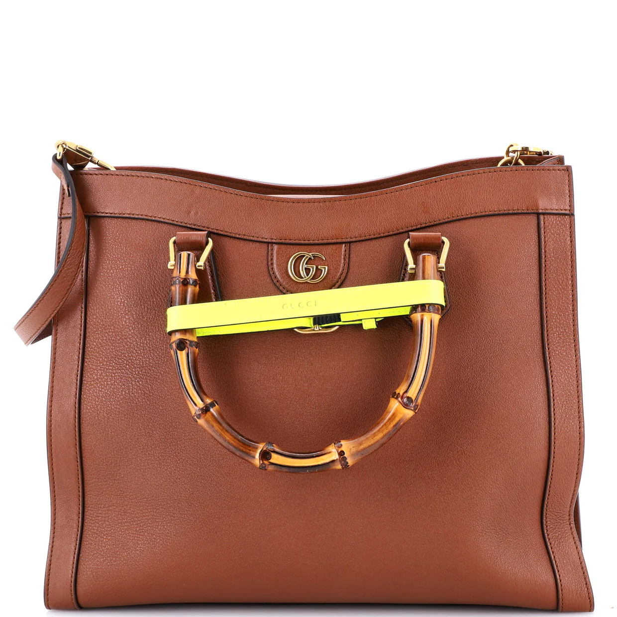 Diana NM Bamboo Handle Tote Leather Medium - Deep Luxury