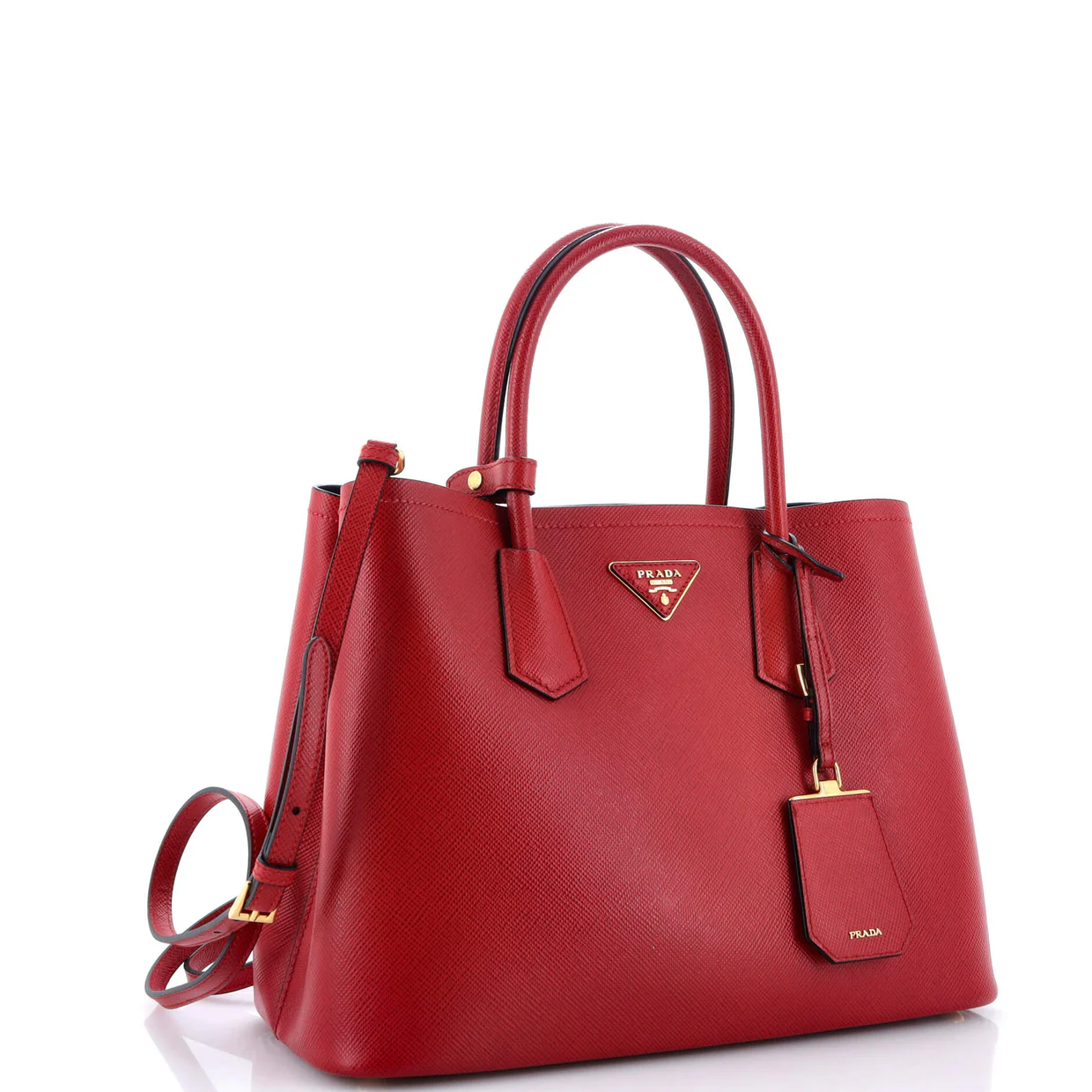 Cuir Double Tote Saffiano Leather Medium - Deep Luxury