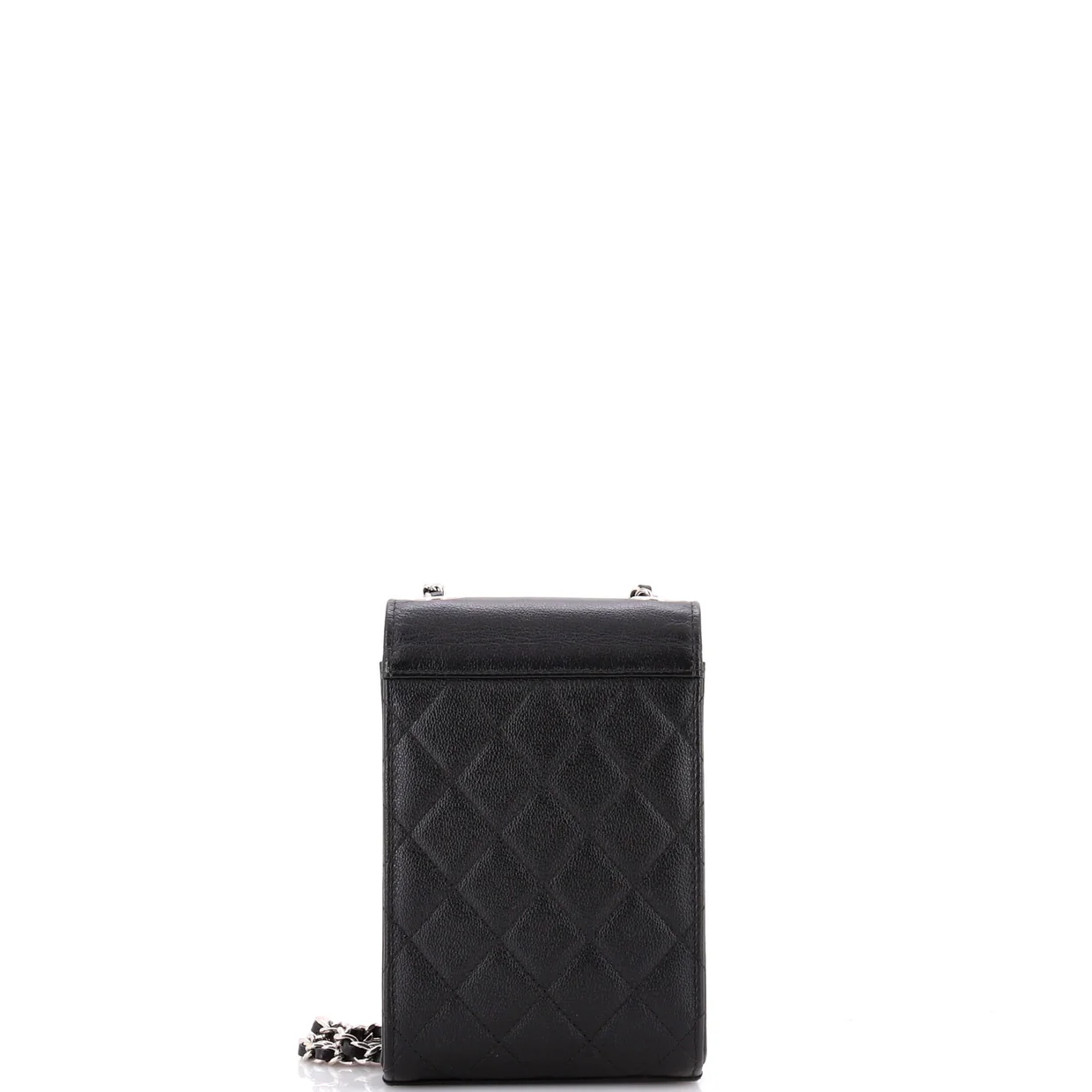 CC Box Flap Phone Holder Crossbody Bag Quilted Caviar - Deep Luxury