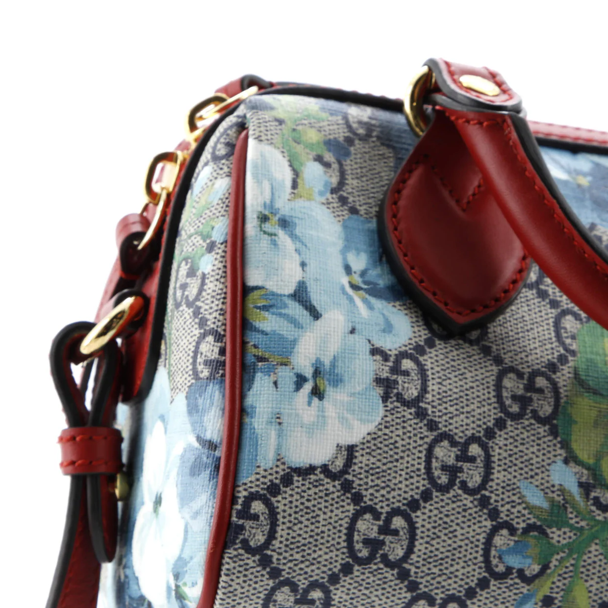 Convertible Boston Bag Blooms Print GG Coated Canvas Nano - Deep Luxury