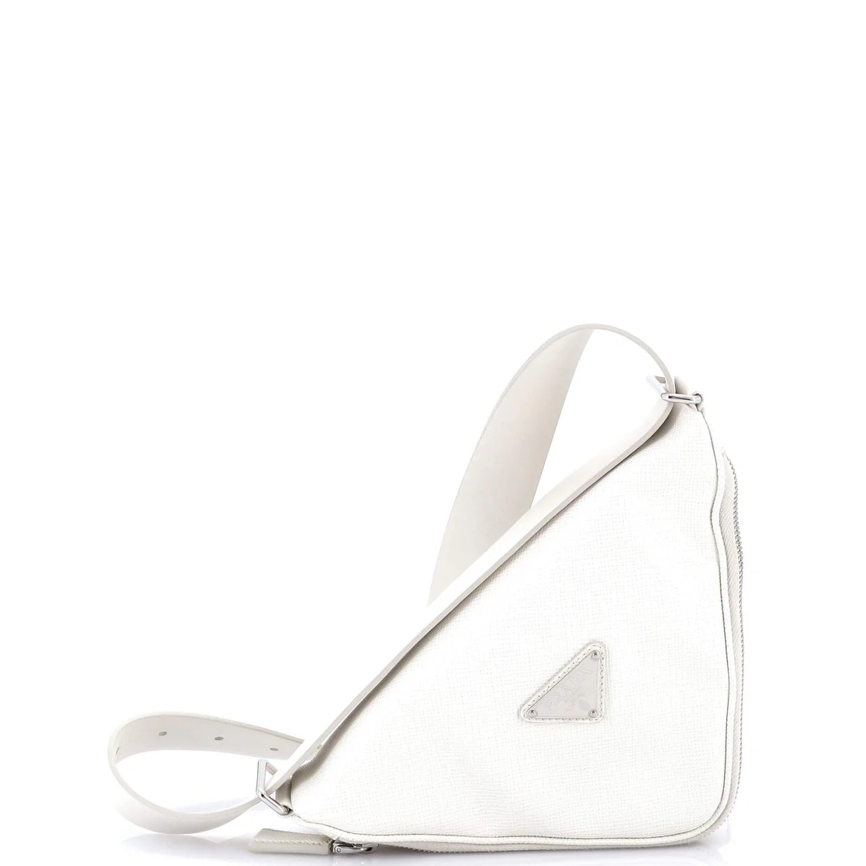 Triangle Logo Zip Around Shoulder Bag Saffiano Leather - Deep Luxury