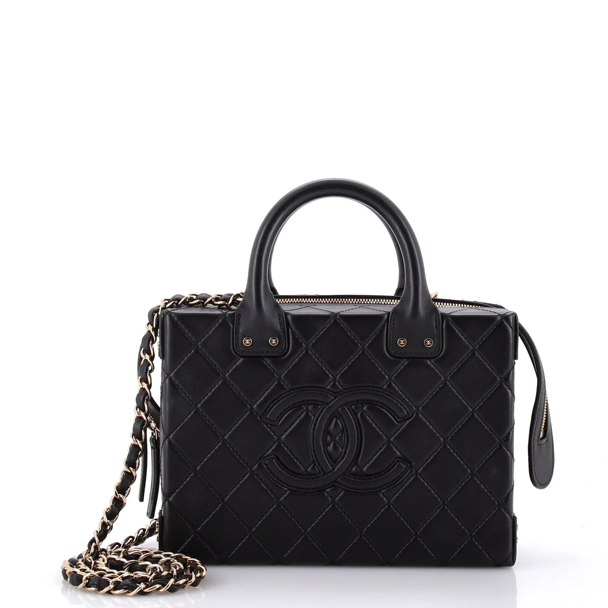 CC Top Handle Convertible Vanity Case Quilted Calfskin Medium - Deep Luxury