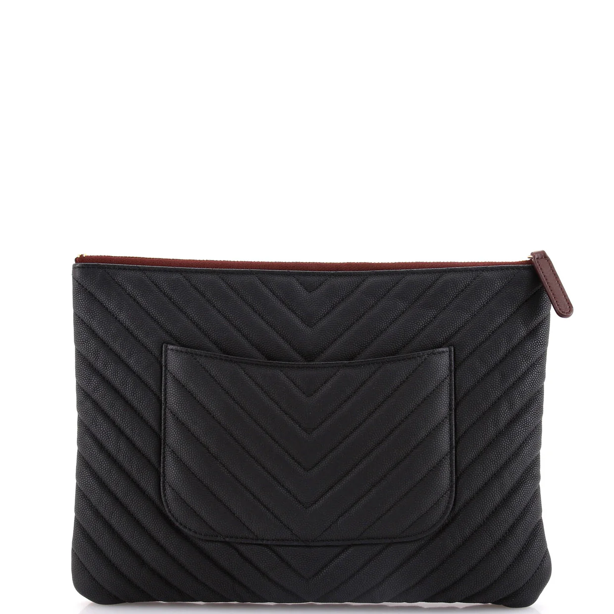 O Case Clutch Chevron Caviar Medium - Deep Luxury
