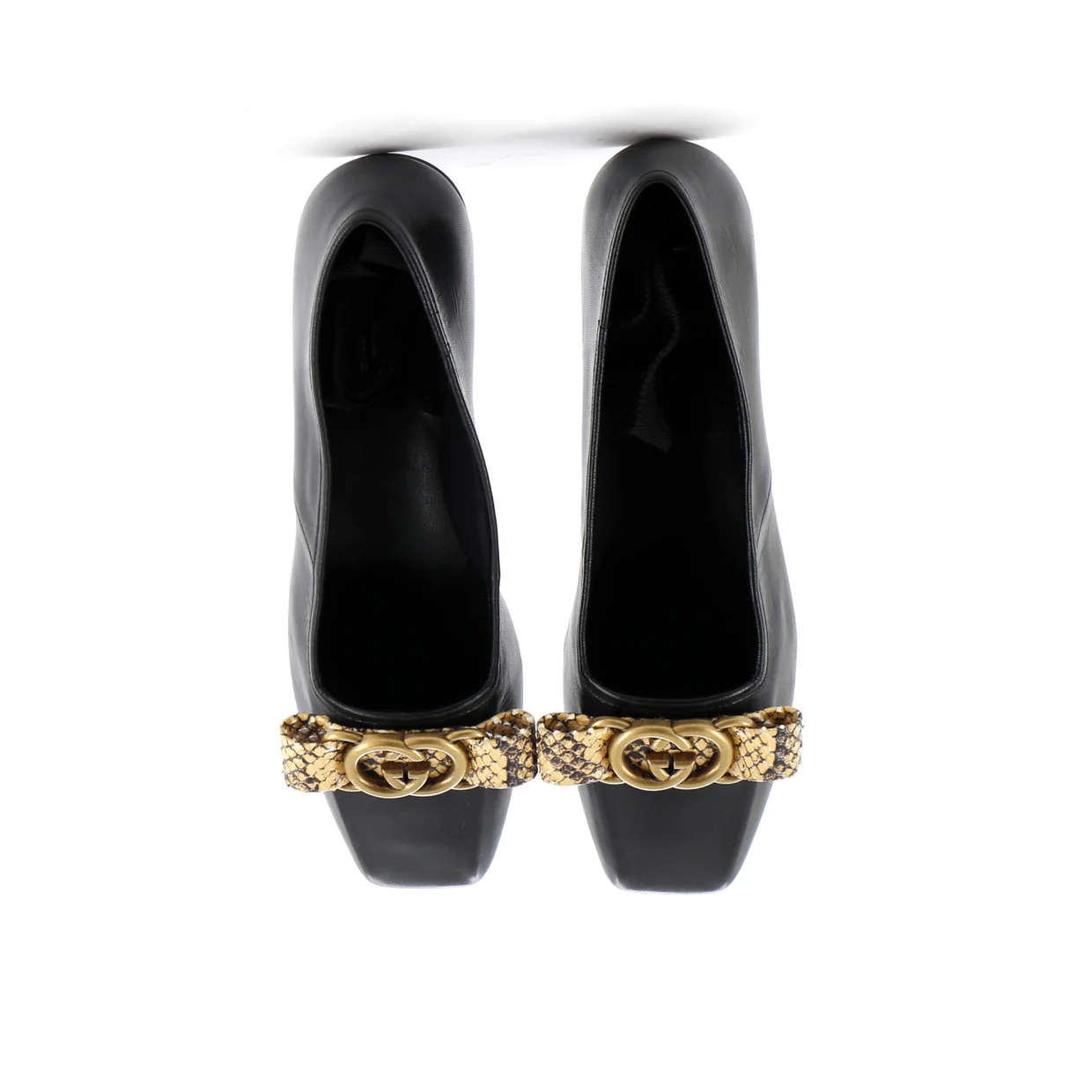 Women's Evi Interlocking G Ballet Flats Leather with Python - Deep Luxury