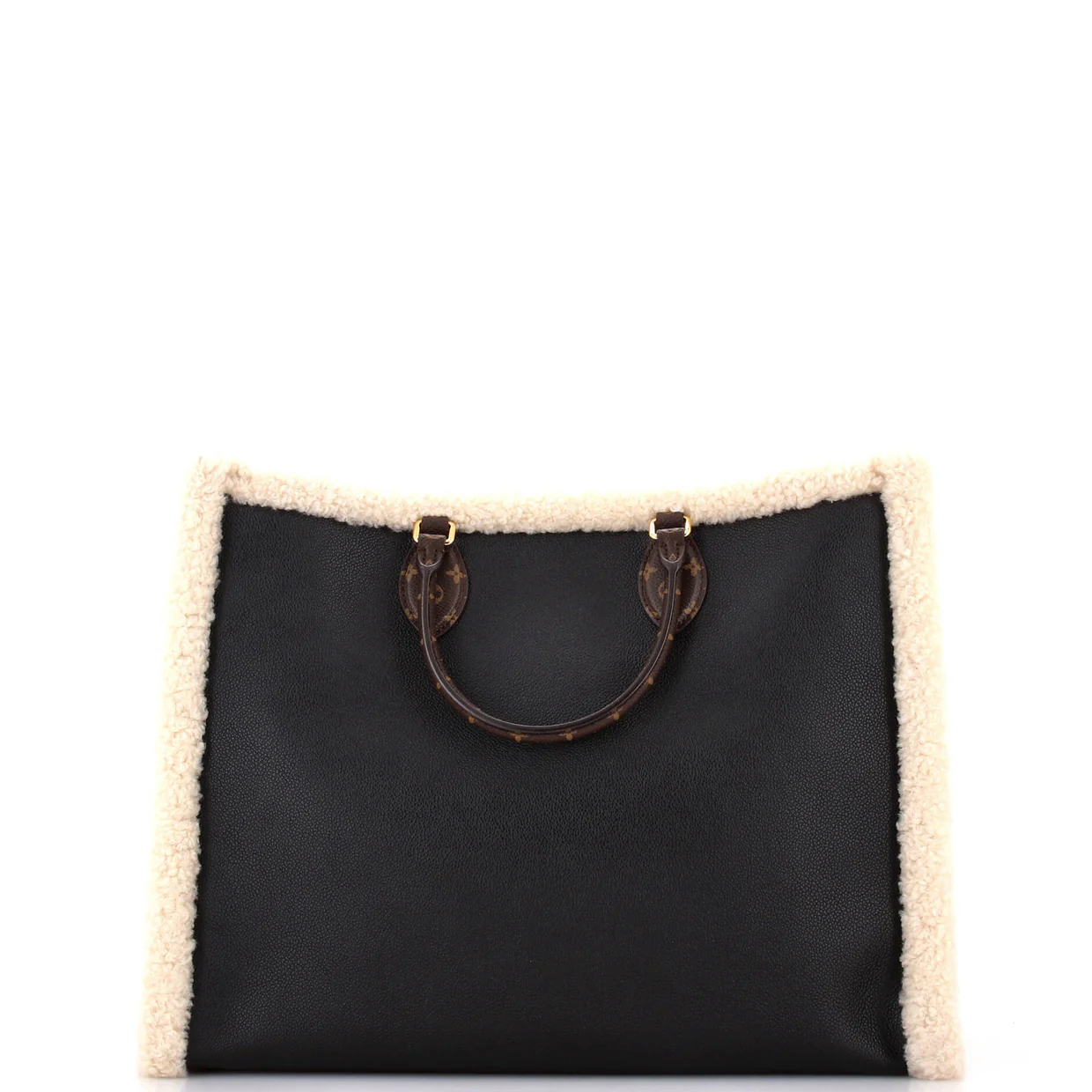OnTheGo Tote Leather and Monogram Teddy Shearling GM - Deep Luxury