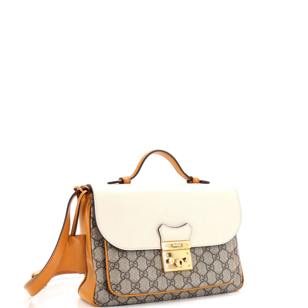 Padlock Front Pocket Flap Shoulder Bag GG Coated Canvas and Leather Small - Deep Luxury