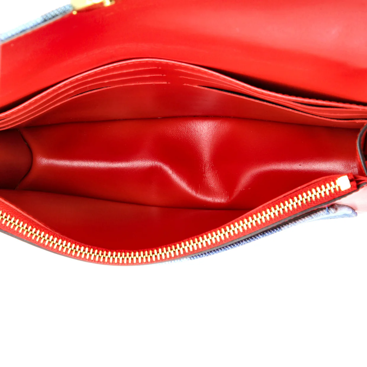 Flore Chain Wallet Damier and Monogram Patchwork Denim - Deep Luxury