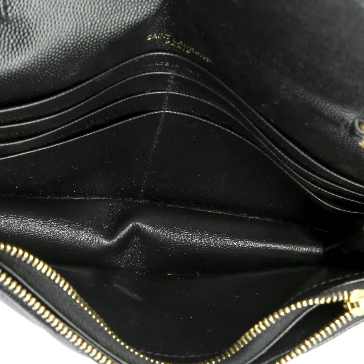 Classic Monogram Wallet on Chain Matelasse Chevron Leather Small - Deep Luxury
