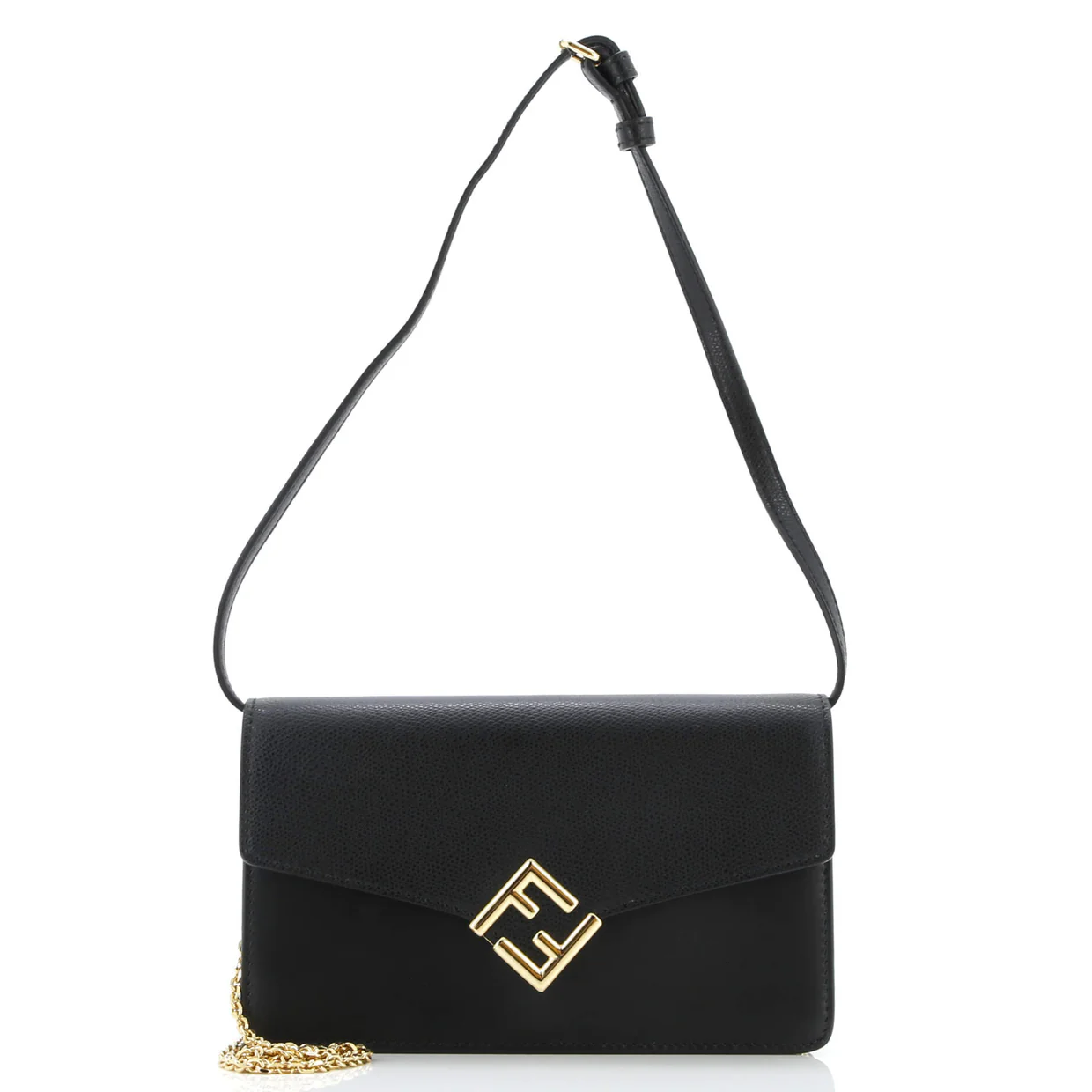 FF Diamonds Wallet on Chain FF Embossed Leather - Deep Luxury