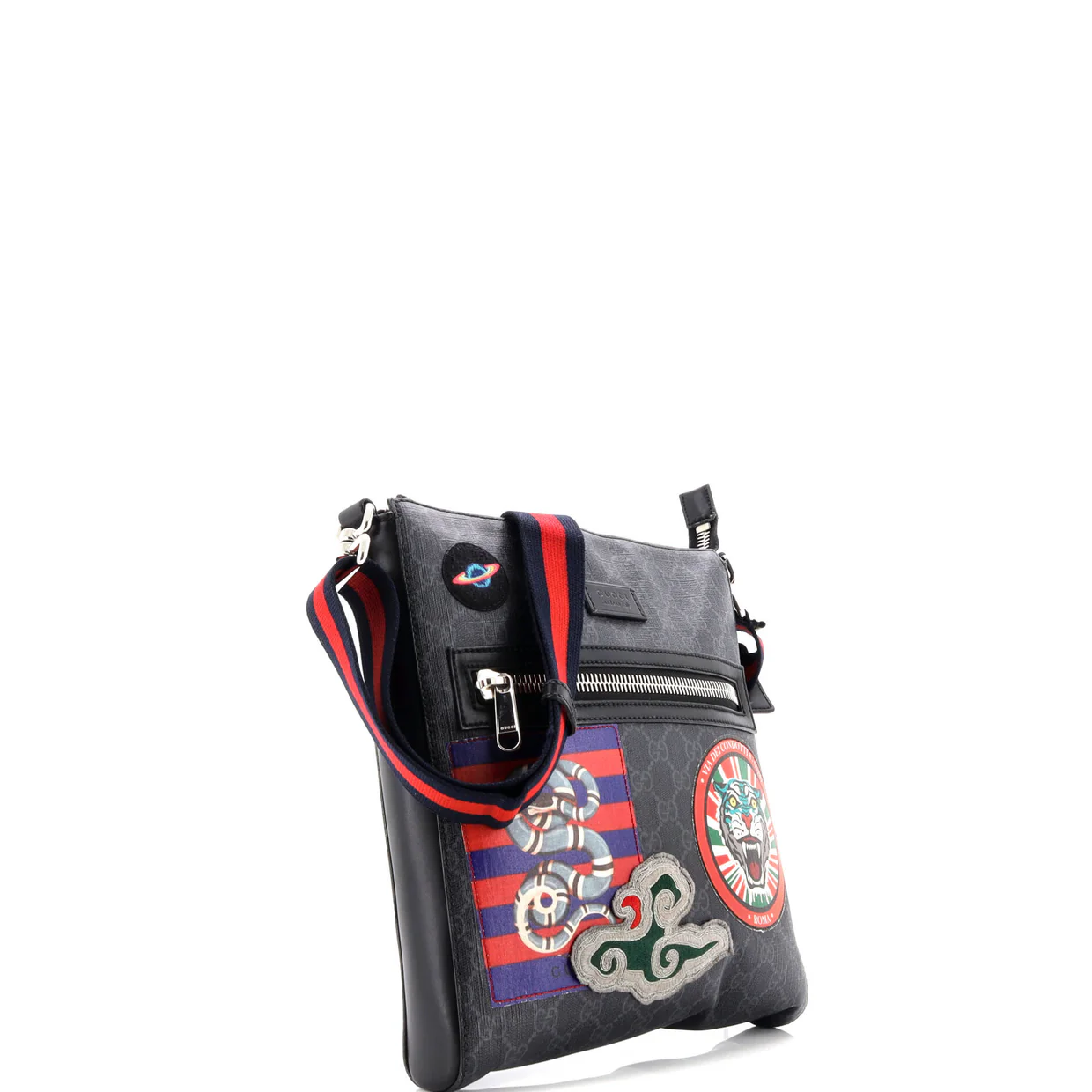 Night Courrier Zip Messenger GG Coated Canvas with Applique Small - Deep Luxury