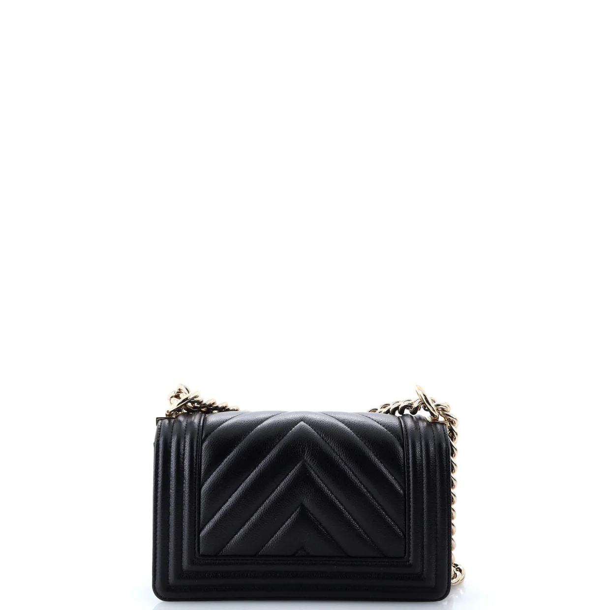 Boy Flap Bag Chevron Caviar Small - Deep Luxury