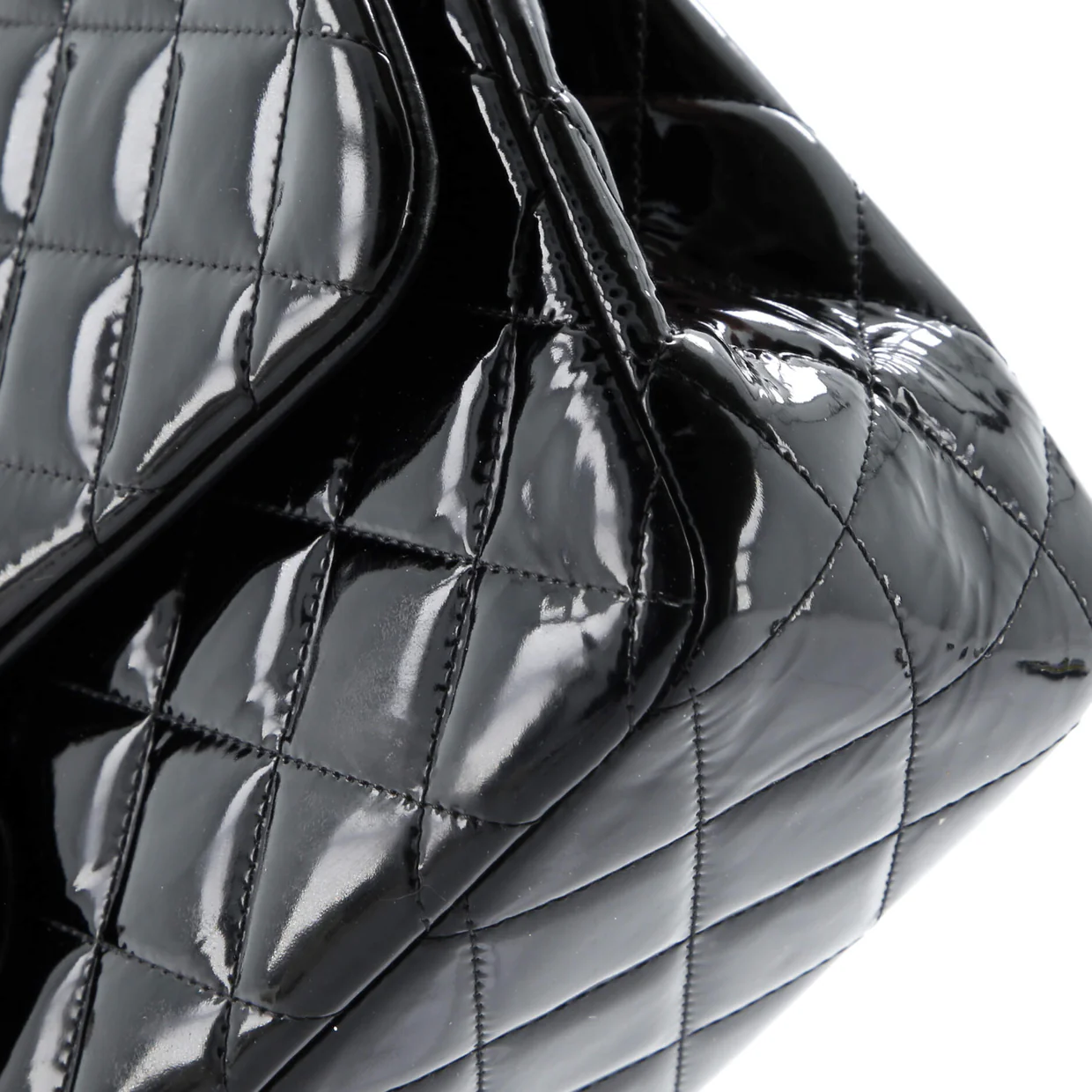 Classic Double Flap Bag Quilted Patent Jumbo - Deep Luxury