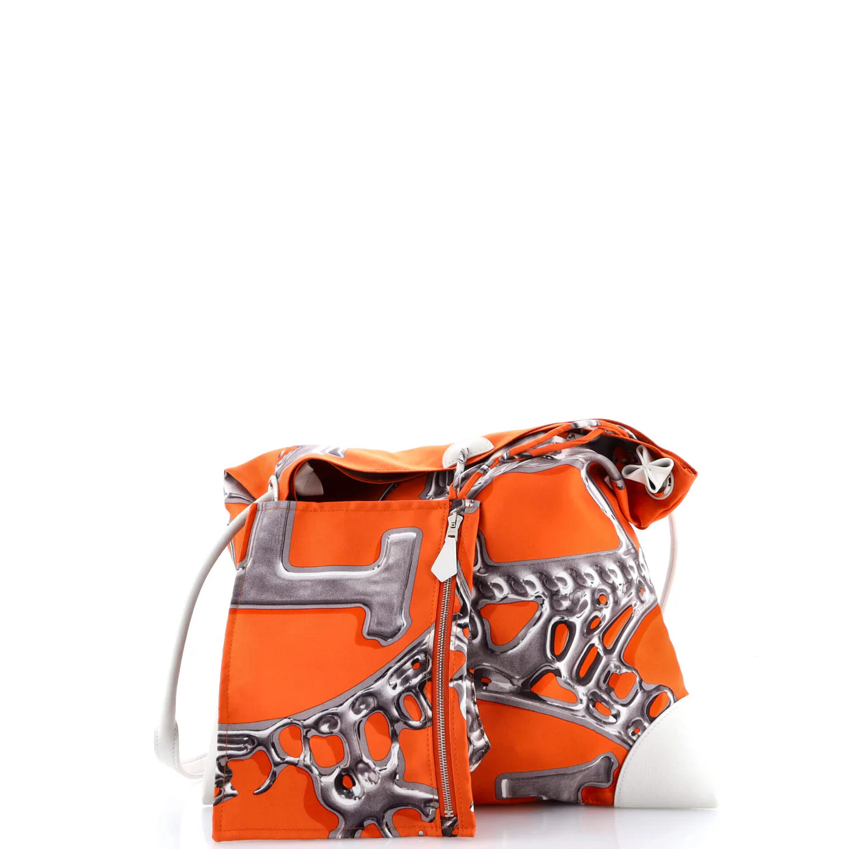 Silky City Bag Printed Silk and Leather PM - Deep Luxury