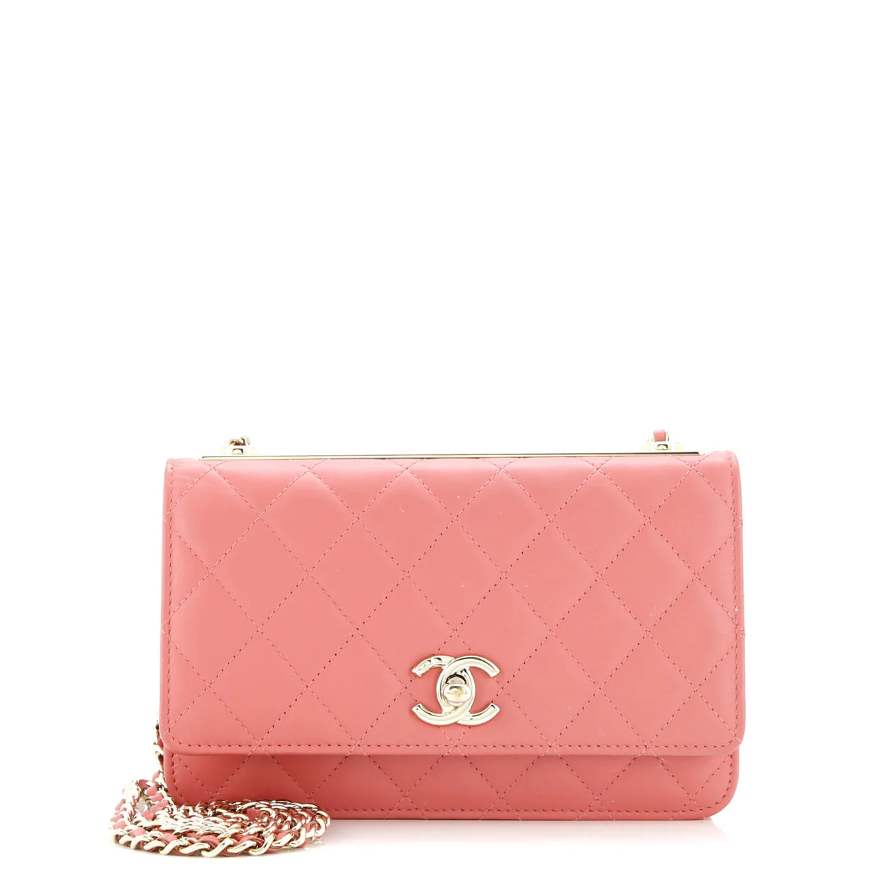 Trendy CC Wallet on Chain Quilted Lambskin - Deep Luxury