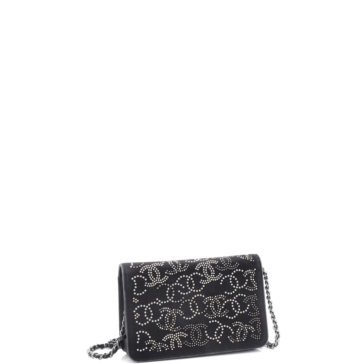 Paris-Shanghai Wallet on Chain Studded Canvas - Deep Luxury