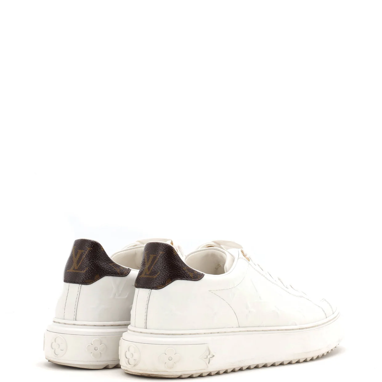 Women's Time Out Sneakers Monogram Embossed Leather with Monogram Canvas - Deep Luxury