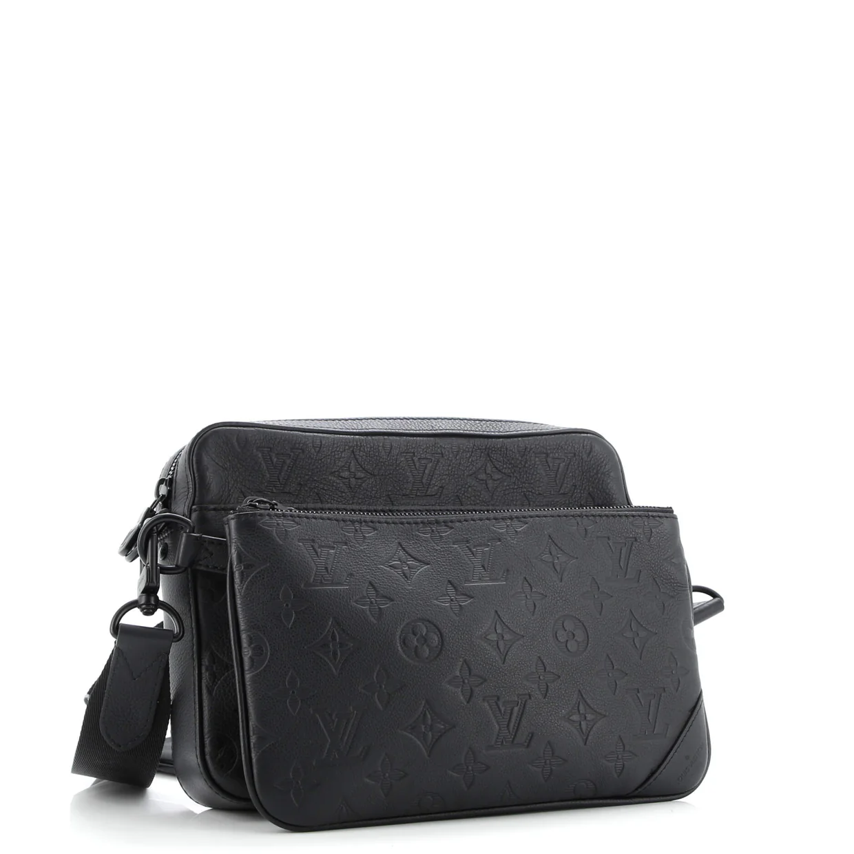 Trio Messenger Bag Monogram Shadow Leather - Deep Luxury