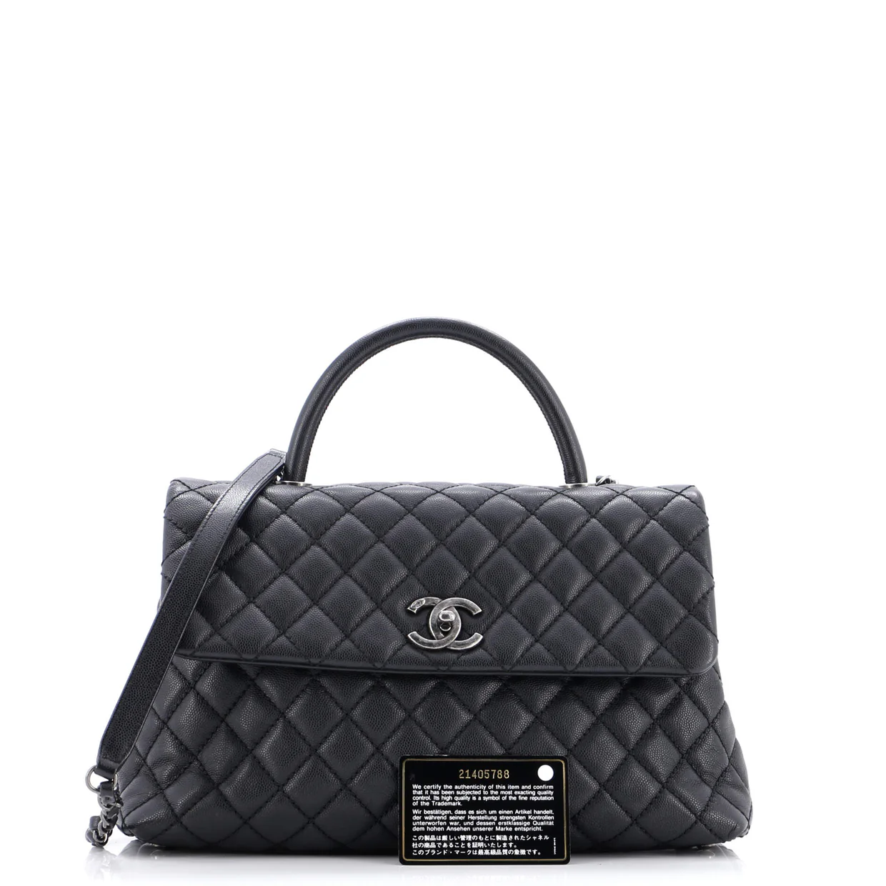 Coco Top Handle Bag Quilted Caviar Medium - Deep Luxury