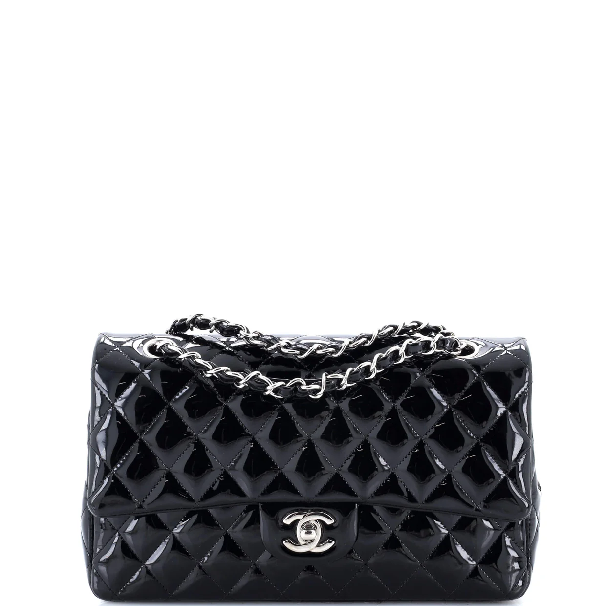 Classic Double Flap Bag Quilted Patent Medium - Deep Luxury