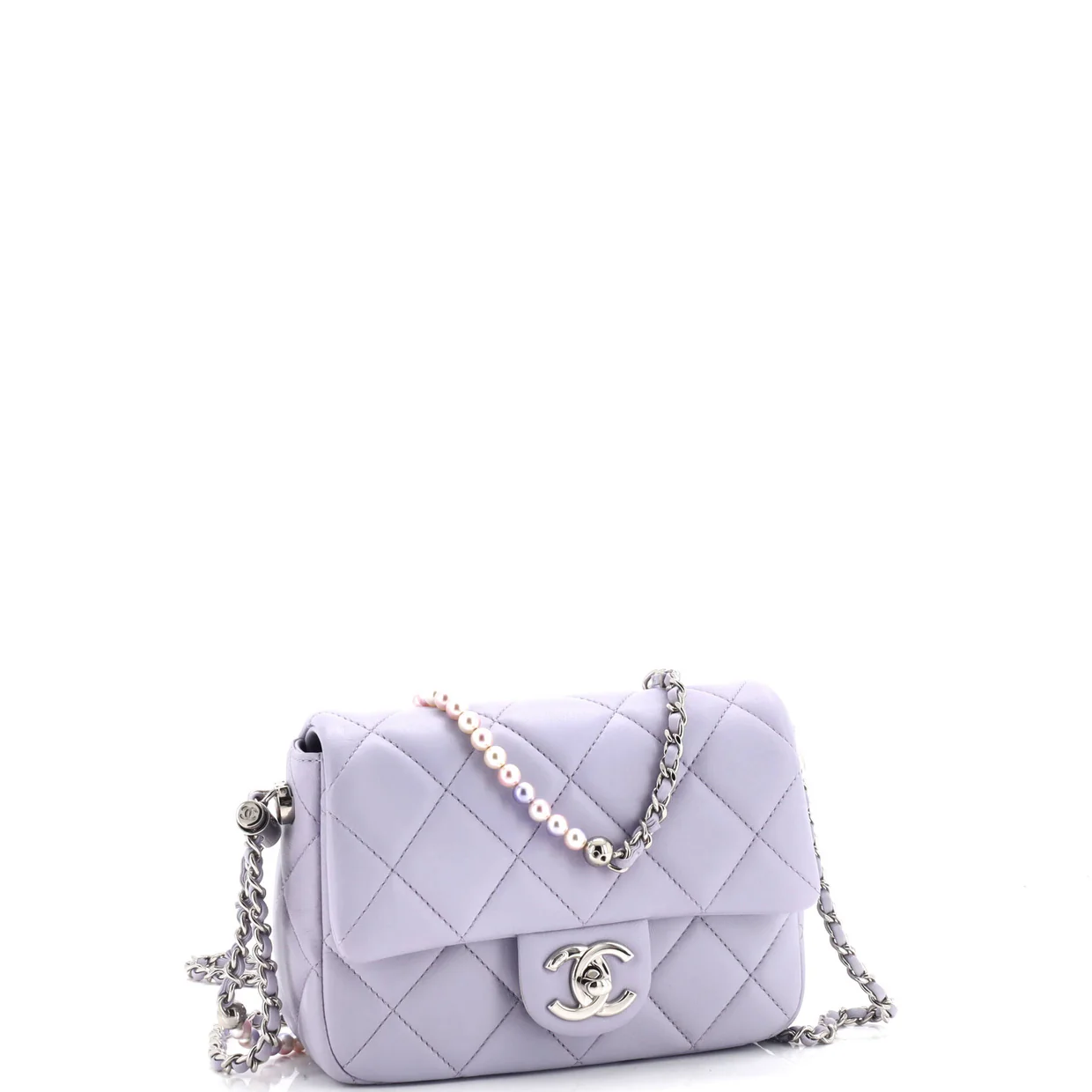 My Perfect Adjustable Chain Flap Bag Quilted Lambskin with Pearls Mini - Deep Luxury