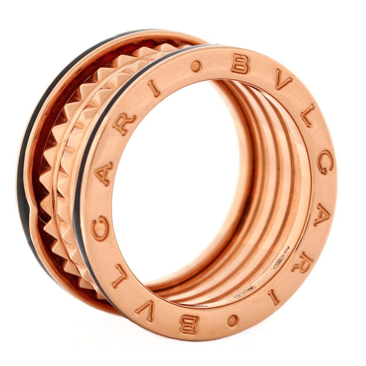 B.Zero1 Rock Four Band Ring 18K Rose Gold and Ceramic - Deep Luxury
