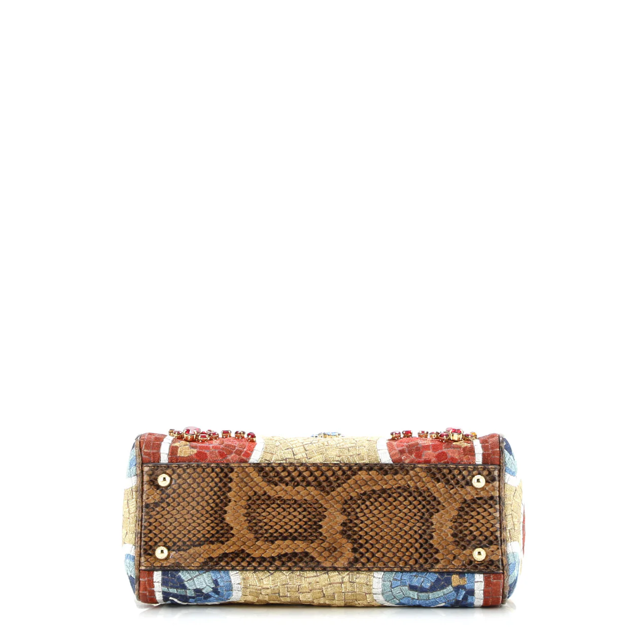 Miss Sicily Bag Crystal Embellished Embroidered Lurex with Python Medium - Deep Luxury