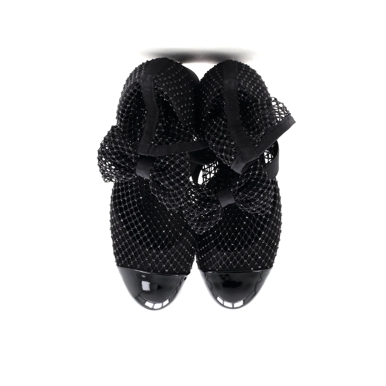 Women's Bow Cap Toe Mary Jane Boots Crystal Embellished Mesh - Deep Luxury