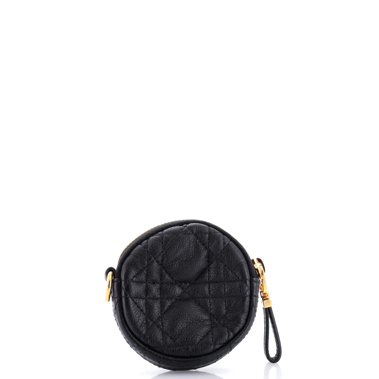 Caro Round Detachable Coin Pouch Cannage Quilt Calfskin - Deep Luxury