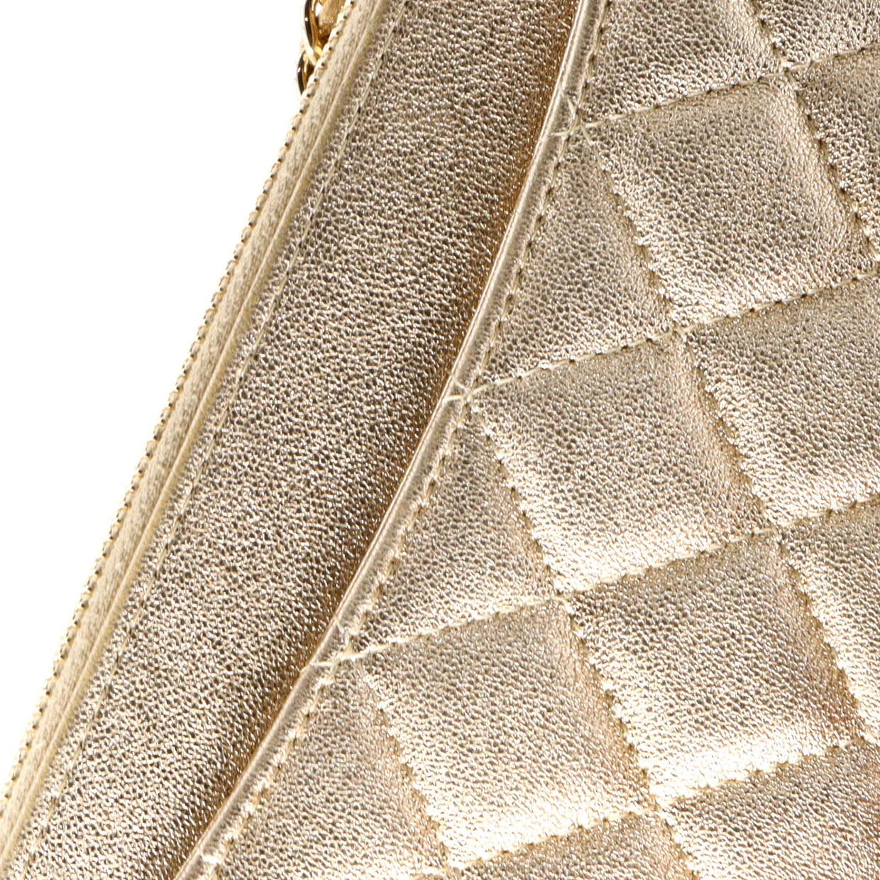 Double Zip Clutch with Chain Quilted Lambskin - Deep Luxury