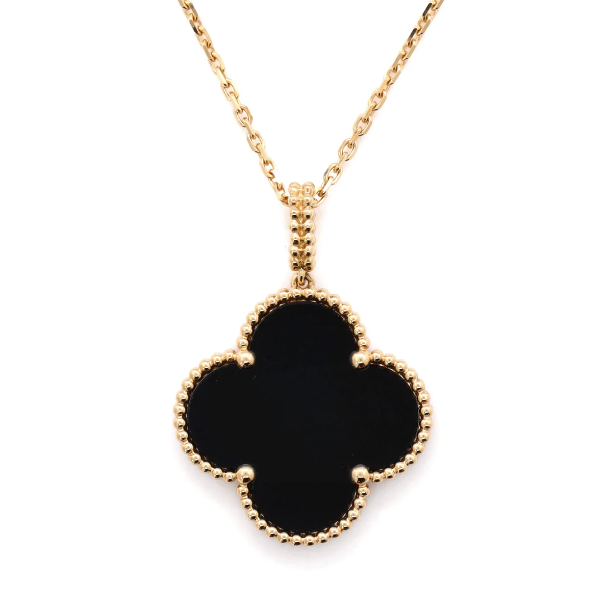 Magic Alhambra Pendant Necklace 18K Yellow Gold and Onyx - Deep Luxury