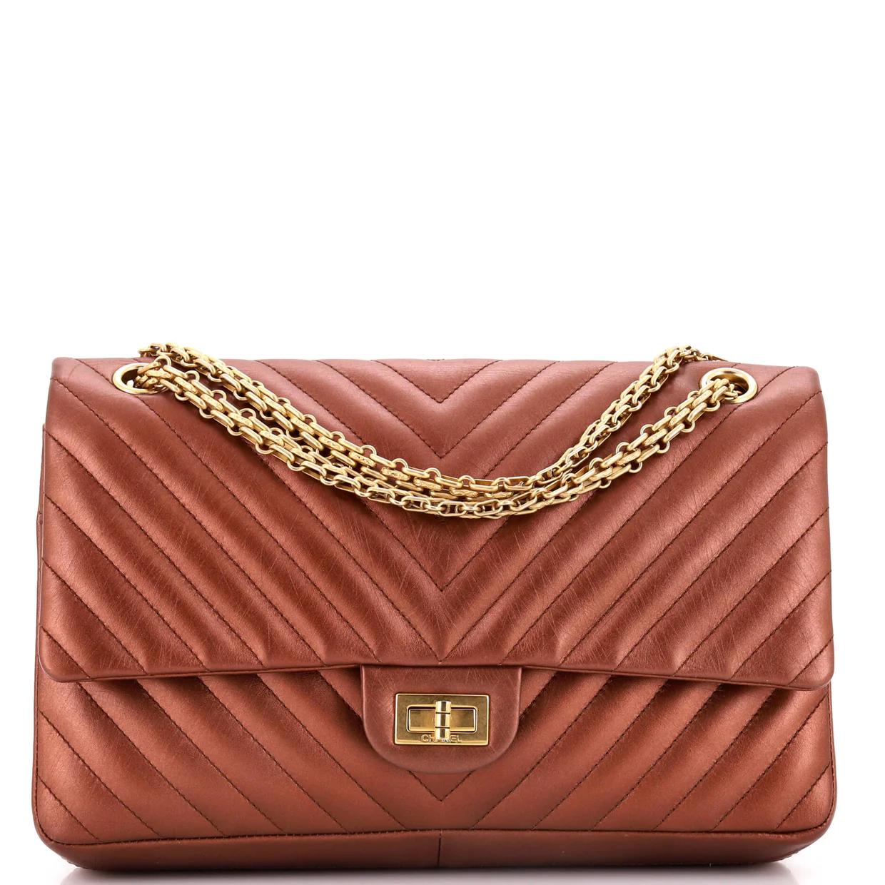 Reissue 2.55 Flap Bag Chevron Metallic Aged Calfskin 226 - Deep Luxury